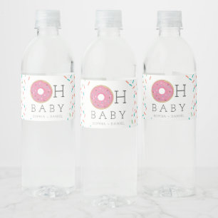 Moderne Donut Baby Dusche Wasserflaschen Labels Wasserflaschenetikett