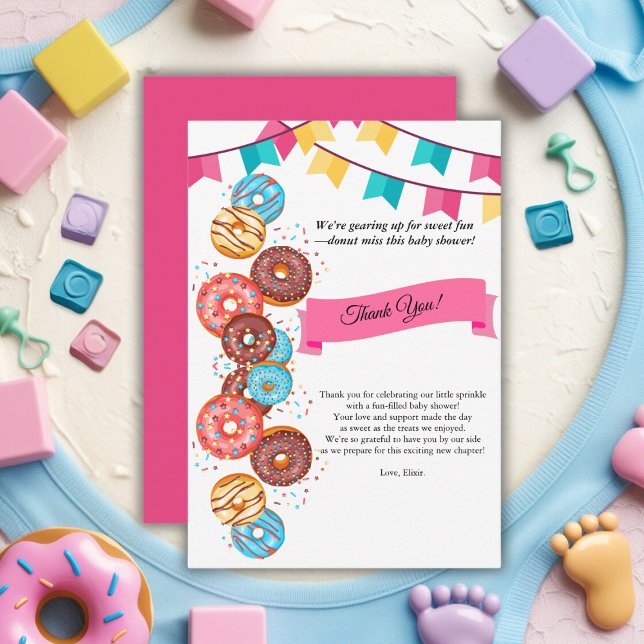 Moderne Donut Baby Sprinkles Babydusche Dankeskarte (Von Creator hochgeladen)