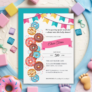 Moderne Donut Baby Sprinkles Babydusche Einladung