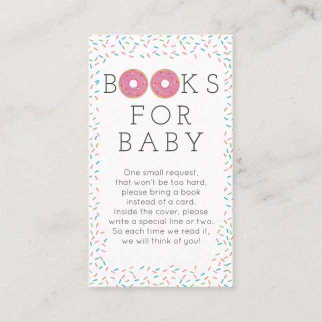 Moderne Donut Book Request Baby Duschkarte Begleitkarte (Vorderseite)