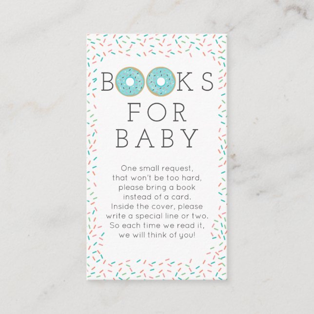 Moderne Donut Book Request Baby Duschkarte Begleitkarte (Vorderseite)