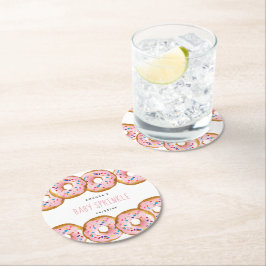 Moderne Donut Girls Babydusche Sprinkle Runder Pappuntersetzer