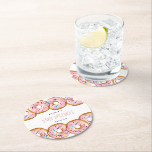 Moderne Donut Girls Babydusche Sprinkle Runder Pappuntersetzer