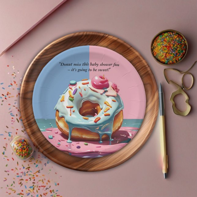 Moderne Donut Sprinkles Gender Neutral Baby Dusche Pappteller (Von Creator hochgeladen)