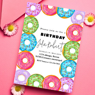 Moderne Donuts backen farbenfrohe Creme BIRTHDAY Einladung