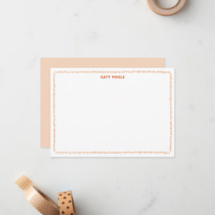 Moderne Doodle-Rahmen Orange Personalisiert Flach Mitteilungskarte