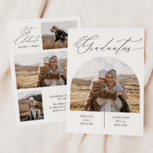 Moderne Doppel-Feier Foto Graduation Party Einladung