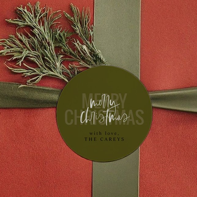 Moderne Doppel frohe Weihnachten Runder Aufkleber (Modern Double Merry Christmas Classic Round Sticker)