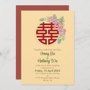 Moderne Doppel-Happiness chinesische Hochzeitseinl Einladung