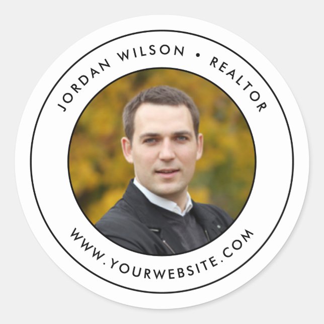 Moderne Doppelgrenzengrenzen hinzufügen Ihr Foto Runder Aufkleber (Vorderseite)