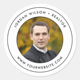 Moderne Doppelgrenzengrenzen hinzufügen Ihr Foto Runder Aufkleber