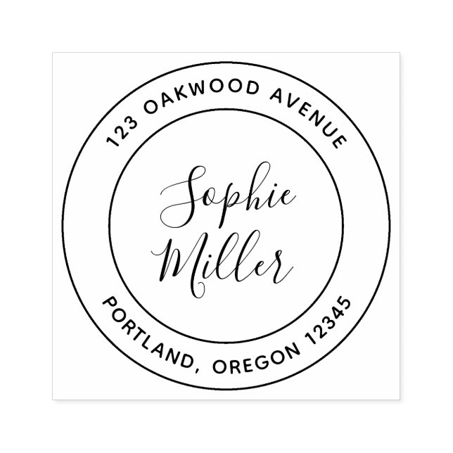 Moderne Doppelgrenzkalligraphie-Rücksendeadresse Gummistempel (Prägung)