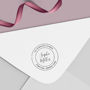 Moderne Doppelgrenzkalligraphie-Rücksendeadresse Permastempel