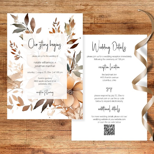 Moderne doppelseitige Hochzeitseinladung mit Blume Einladung (Von Creator hochgeladen)