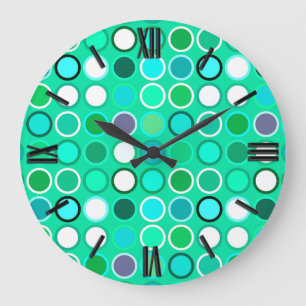 Moderne Dots - Aquatöne aus dem Mittelalter Große Wanduhr