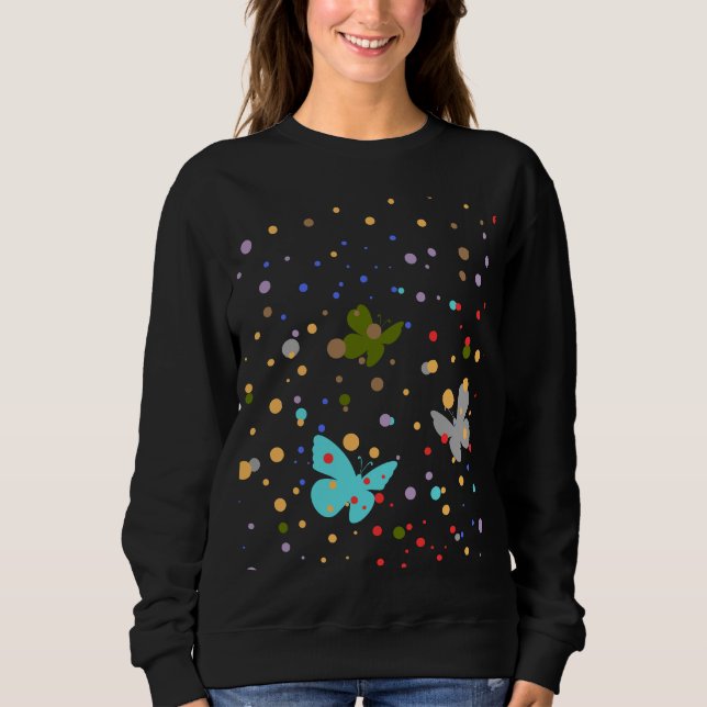 Moderne Dots & Butterfly Sommer Frauen Sweatshirt (Vorderseite)
