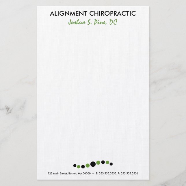 Moderne Dots Chiropractic Stationery Briefpapier (Vorderseite)