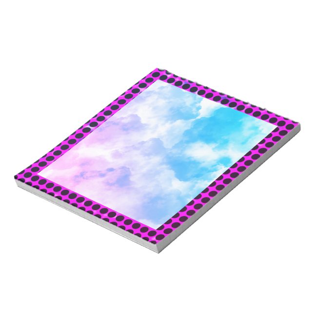 Moderne Dots Colordul Clouds Notepad Notizblock (Rotiert)