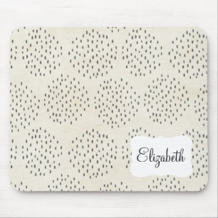 Moderne Dots Elfenbeinfarben und Schwarz Tiny Dot Mousepad