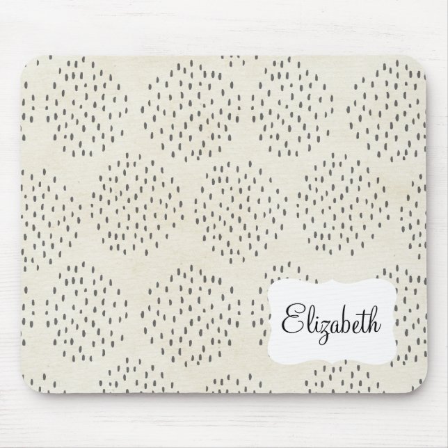 Moderne Dots Elfenbeinfarben und Schwarz Tiny Dot  Mousepad (Vorne)