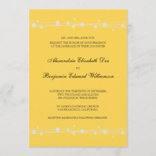 Moderne Dots & Straw Hochzeitseinladung (gelb) Einladung