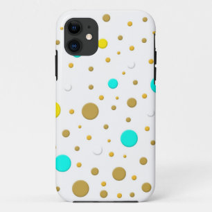 Moderne Dots Türkis Gelb Weiß Gold Spaß Design Case-Mate iPhone Hülle