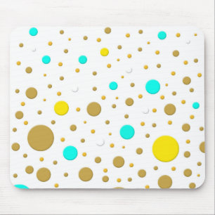 Moderne Dots Türkis Gelb Weiß Gold Spaß Design Mousepad