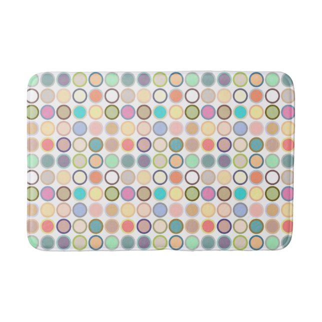 Moderne Dots - weiß mit Pastellfarben Badematte (Vorderseite)