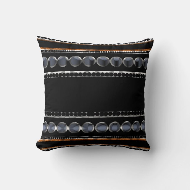 Moderne Dotty Stripes Black+Gray Pattern Cushion Kissen (Vorderseite)