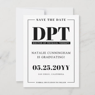 Moderne DPT Abschluss Save the Date Card Ankündigung