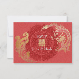 Moderne Dragon-Phoenix-Chinesische Hochzeit RSVP R Karte