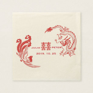 Moderne Dragon-Phoenix Personalisierte chinesische Serviette