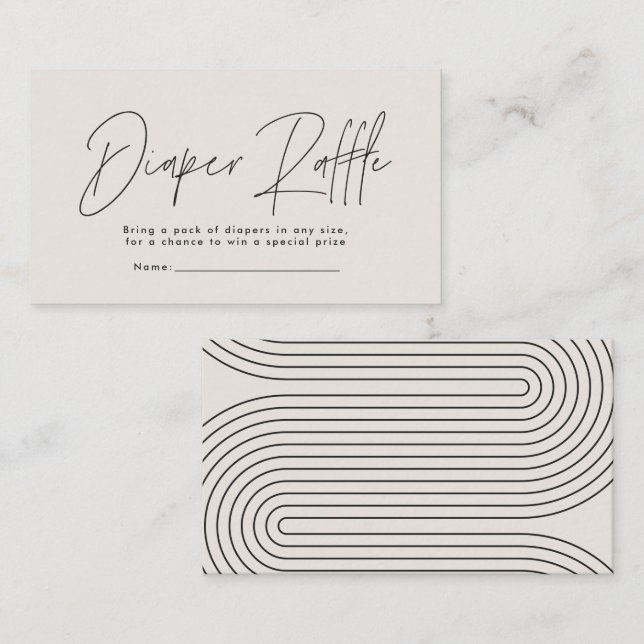 Moderne Drehbuch Babydusche-Windeln Tombola Mitteilungskarte (Vorne/Hinten)
