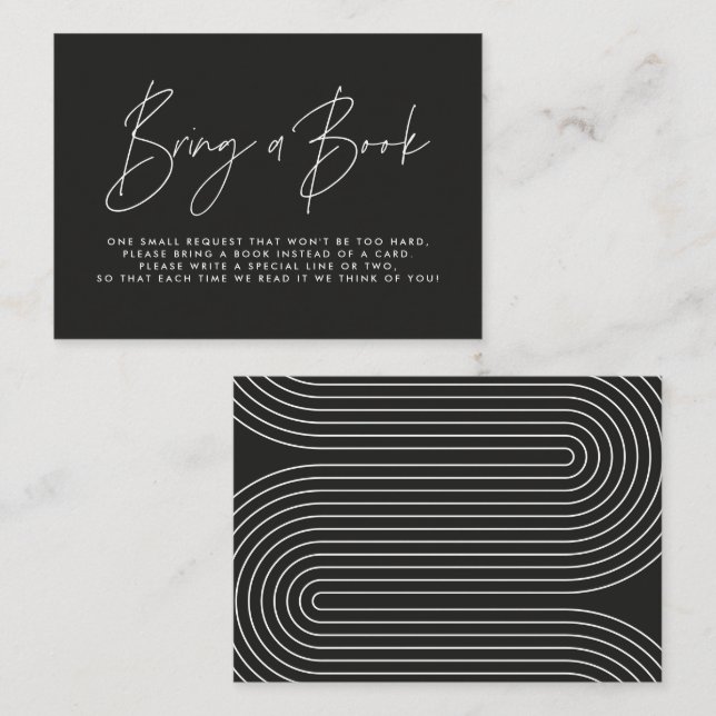 Moderne Drehbuch-Black-Baby-Dusche bringt Buch Mitteilungskarte (Vorne/Hinten)