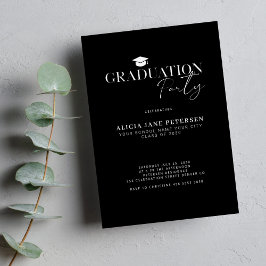 Moderne Drehbuch einfache schwarze Graduierungspar Einladung