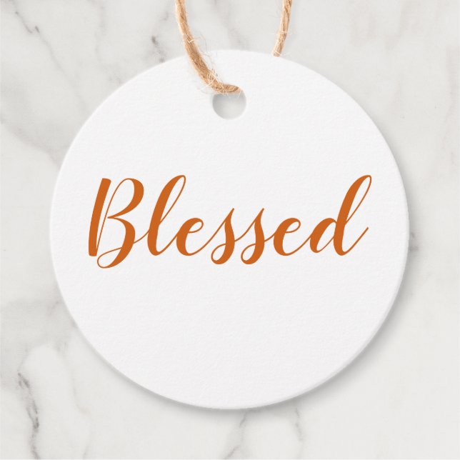 Moderne Drehbuch-Erntedank mit gelegtem Orangenwür Geschenkanhänger (Vorderseite)