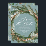 Moderne Drehbuch Eukalyptus elegante Hochzeit Save The Date<br><div class="desc">Moderne Schrift und Eukalyptusblätterwerk trugen eine elegante Hochzeitskarte Save the Date. Modernes minimalistisches Design. Alle Farben können individuell angepasst werden.</div>