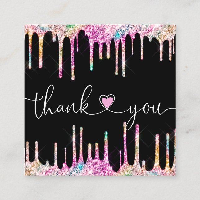moderne Drehbuch-Holografie danke für Ihre Bestell Quadratische Visitenkarte (Vorderseite)