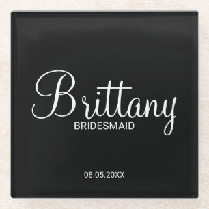 Moderne Drehbuch Personalisierte Bridesmaier Glasuntersetzer