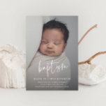 Moderne Drehbuch Religiöse Taufe & Christening Einladung<br><div class="desc">Dieses moderne Script Baby Foto Baptism lädt Sie mit einem wunderschönen,  hochblutenden Foto und handgeschriebener Taufkunst und einem leicht bearbeitbaren Text ein. Klicken Sie auf die Schaltfläche Bearbeiten,  um dieses Design anzupassen.</div>