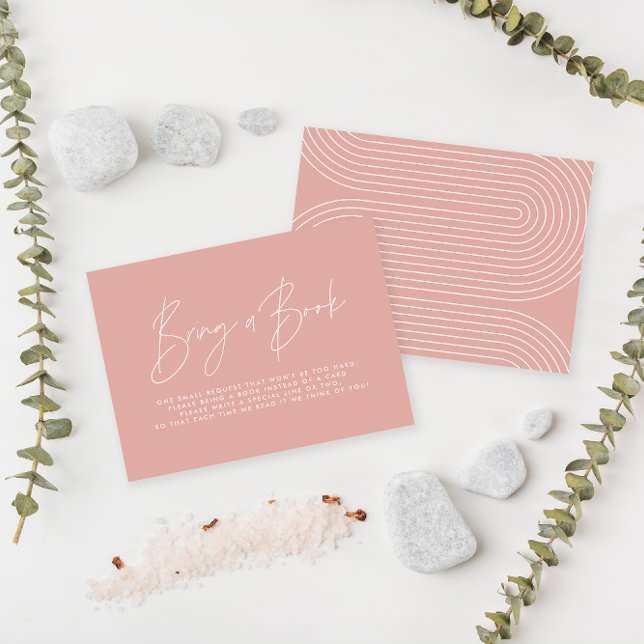 Moderne Drehbuch-Rose Rosa Babydusche bringt Buch Mitteilungskarte (Von Creator hochgeladen)