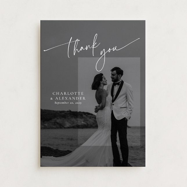 Moderne Drehbuch Schriftart Foto Hochzeit danke Ka Einladung (Von Creator hochgeladen)