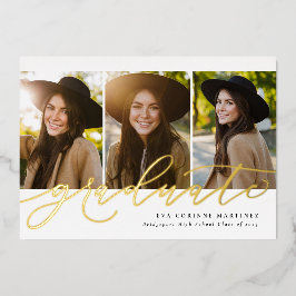 Moderne Drehbuchabschlüsse mit einfachem 3-Foto-Ab Folieneinladung