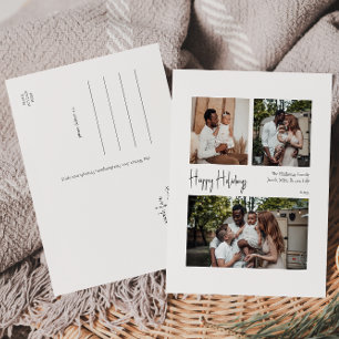 Moderne Drehbuchaufenthalte im Mittelpunkt Drei Fo Feiertagspostkarte