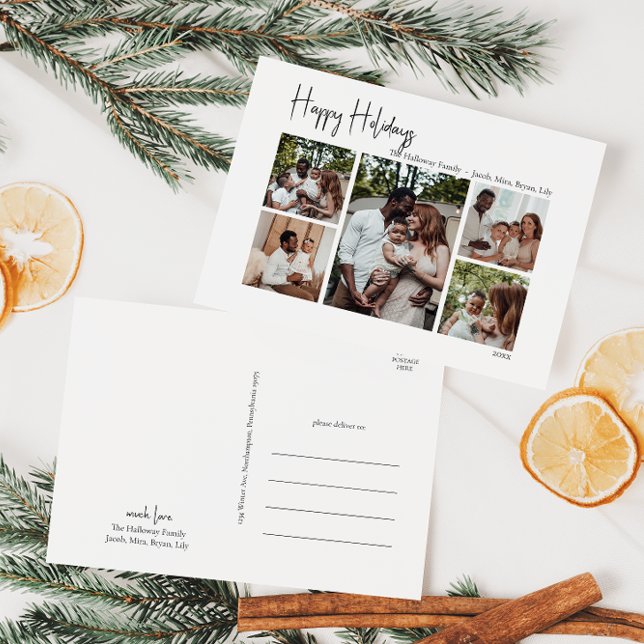 Moderne Drehbuchaufenthalte mit fünf Fotos Feiertagspostkarte (Von Creator hochgeladen)