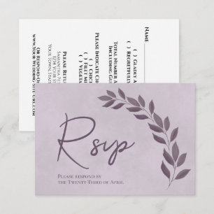 Moderne Drehbücher Lila & Plum-Blätter Hochzeit RSVP Karte