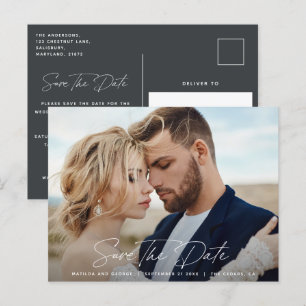 Moderne Drehbuchhochzeit Ankündigungspostkarte