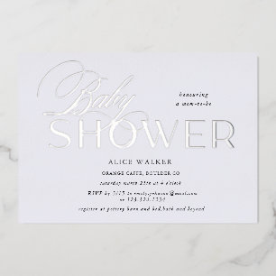 Moderne Drehbuchreihe für elegante Babydusche Folieneinladung