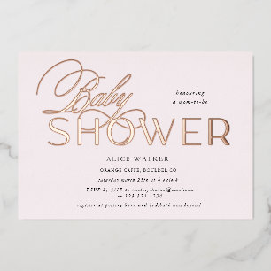 Moderne Drehbuchreihe für elegante Babydusche Folieneinladung