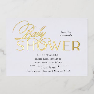 Moderne Drehbuchreihe für elegante Babydusche Folieneinladung